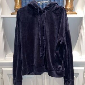 Navy Blue Velvety Hoodie